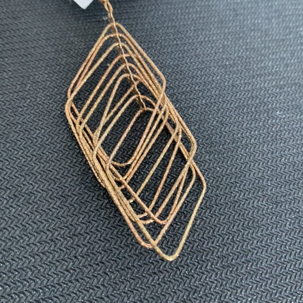 Gold Tone Interlocking Rhombus Design Dangle Earr… - image 2